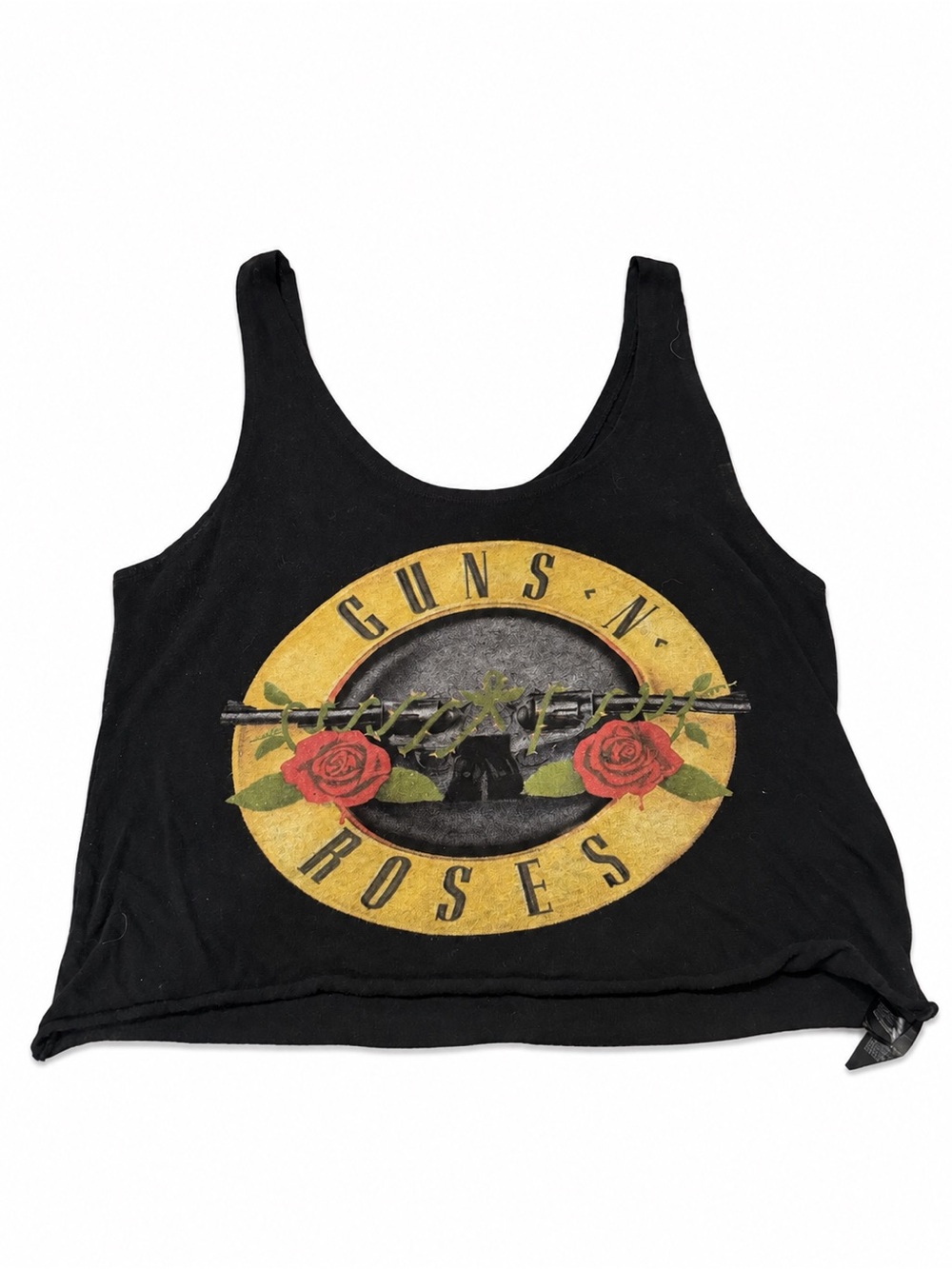 Bravado Black Guns N' Roses Graphic Tank with Yellow Logo and Red Roses